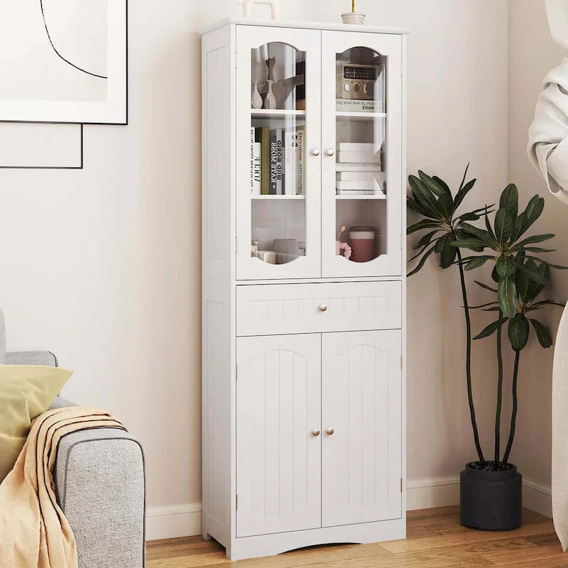 Mobile bagno alto 63" Costway con ante in vetro temperato regolabile - Vedi dettagli