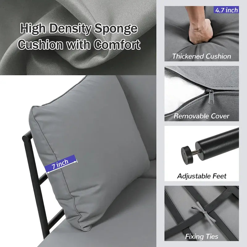 Set divano da giardino a mezzaluna con tavolino da caffè, set di mobili da esterno curvo per tutte le stagioni con sedute e schienale imbottiti