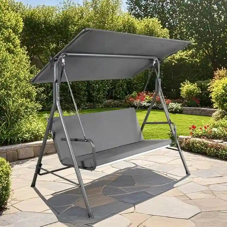 Dondolo da esterno a 2 posti Sunjoy con tettuccio regolabile per patio, giardino e cortile