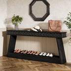 Tavolo da ingresso extra lungo da 70,87 pollici, consolle stretta a 2 livelli con contenitore - 70,87L x 11,81P x 31,5A