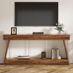 Tavolo da ingresso extra lungo da 70,87 pollici, consolle stretta a 2 livelli con contenitore - 70,87L x 11,81P x 31,5A