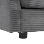 Divano modulare, divano componibile a L rivestito in velluto a coste con tasche laterali e pouf mobile