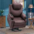 MCombo Grande Poltrona Reclinabile Elettrica in Pelle con Massaggio, Riscaldamento, Portabicchieri, Poggiapiedi Estensibile, Pelle 7516