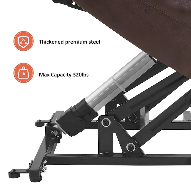 MCombo Grande Poltrona Reclinabile Elettrica in Pelle con Massaggio, Riscaldamento, Portabicchieri, Poggiapiedi Estensibile, Pelle 7516