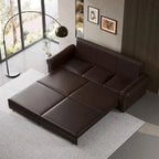 Divano letto Chesterfield estraibile a 3 posti King size, divano letto convertibile in velluto/ecopelle con finiture borchiate e braccioli arrotolati