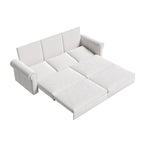 Divano letto Chesterfield estraibile a 3 posti King size, divano letto convertibile in velluto/ecopelle con finiture borchiate e braccioli arrotolati