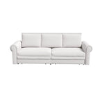 Divano letto Chesterfield estraibile a 3 posti King size, divano letto convertibile in velluto/ecopelle con finiture borchiate e braccioli arrotolati