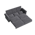 Divano letto Chesterfield estraibile a 3 posti King size, divano letto convertibile in velluto/ecopelle con finiture borchiate e braccioli arrotolati