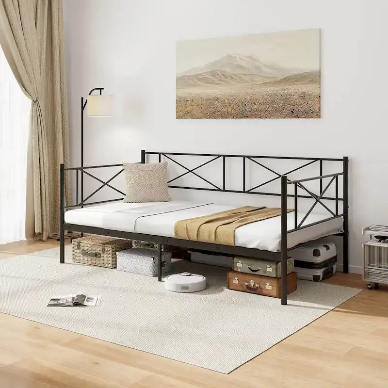 Gymax Letto singolo in metallo, daybed moderno con piattaforma, in metallo resistente