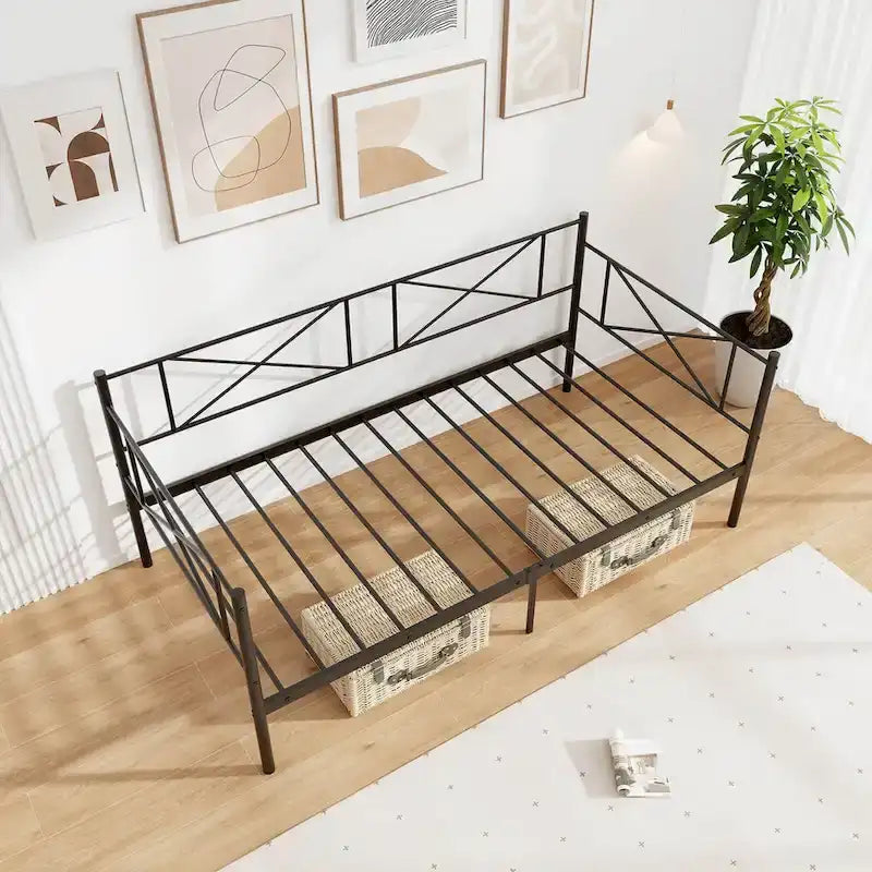 Gymax Letto singolo in metallo, daybed moderno con piattaforma, in metallo resistente