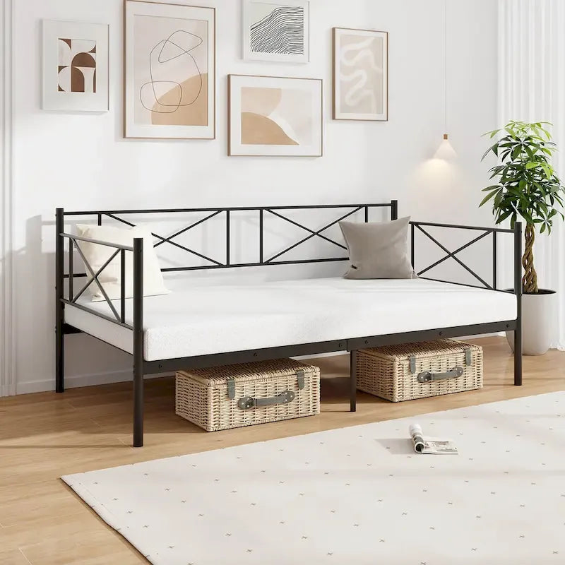 Gymax Letto singolo in metallo, daybed moderno con piattaforma, in metallo resistente