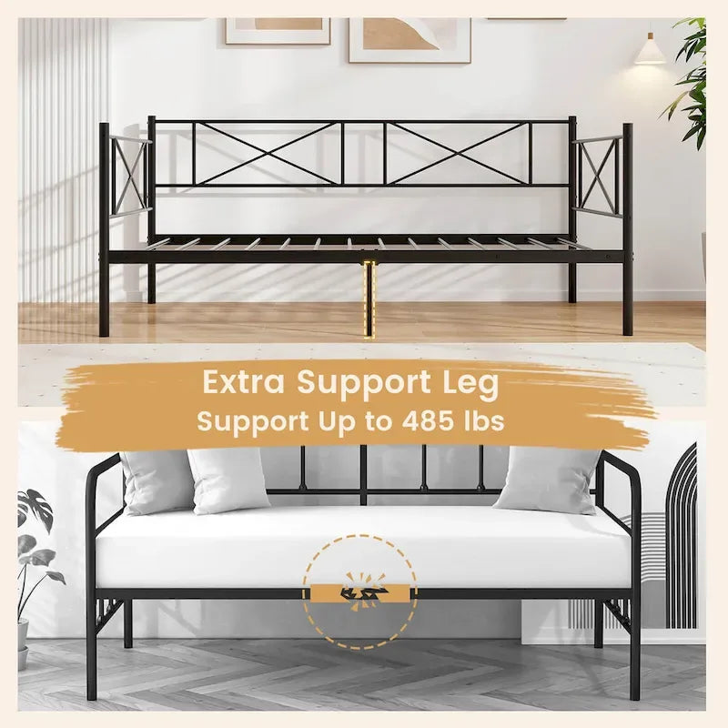 Gymax Letto singolo in metallo, daybed moderno con piattaforma, in metallo resistente