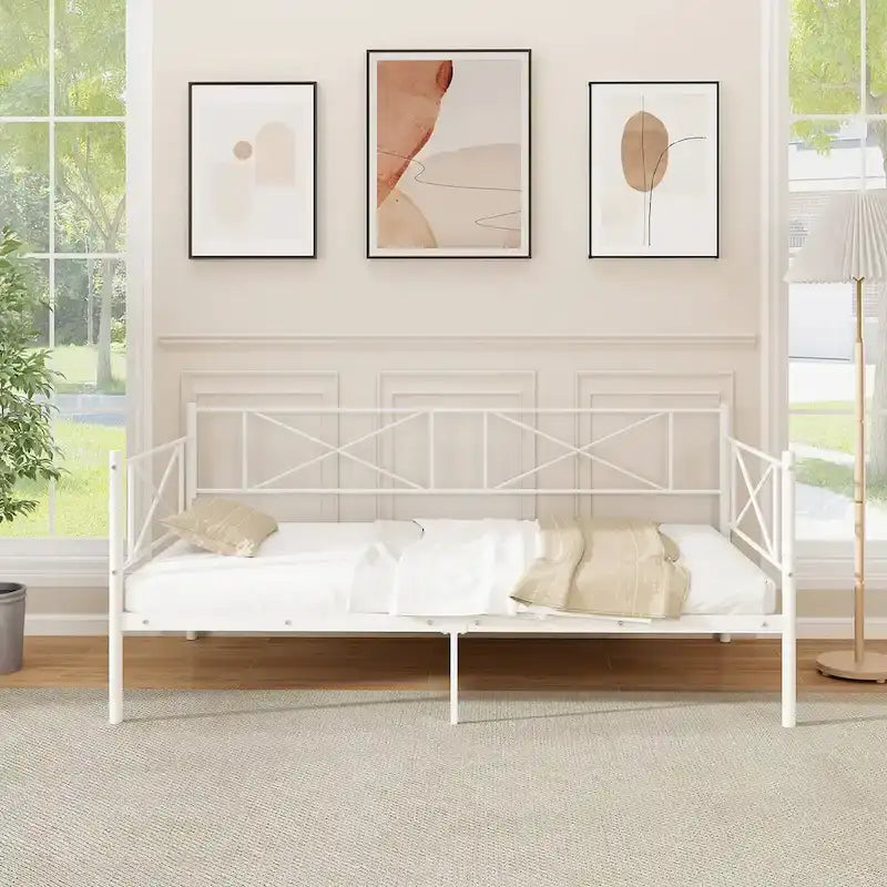 Gymax Letto singolo in metallo, daybed moderno con piattaforma, in metallo resistente