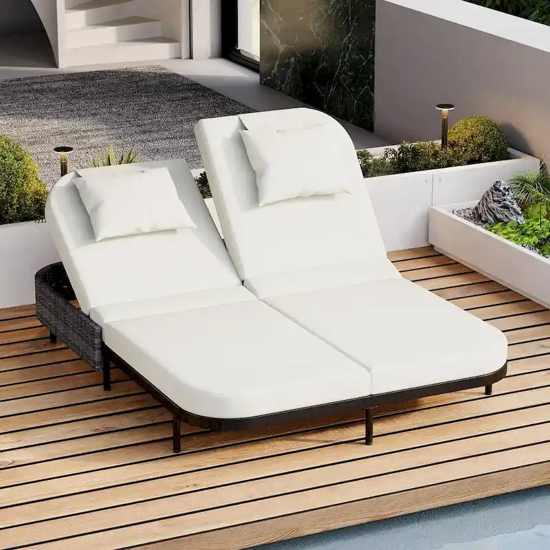 All-Weather Rattan Daybed, 5-Adjustable Backrest, Removable Cushions