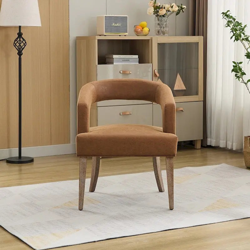 Fauteuil d'appoint rembourré, moderne, large de 25,79 po, dossier ouvert, en forme de tonneau