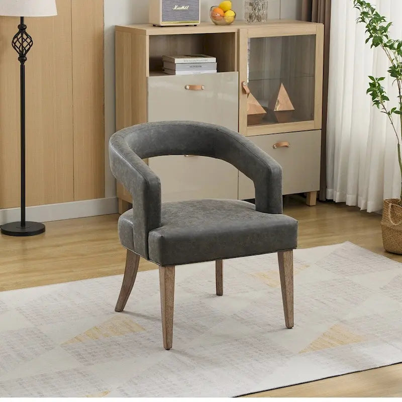 Fauteuil d'appoint rembourré, moderne, large de 25,79 po, dossier ouvert, en forme de tonneau