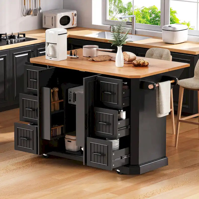 56 isola cucina con anta a ribalta, carrello da cucina su ruote, tavolo da cucina su ruote con cassetti