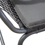 Set da Esterno Ciao 3 Pezzi, 2 Sedie, 1 Tavolo, Corda Intrecciata Grigia e Acciaio
