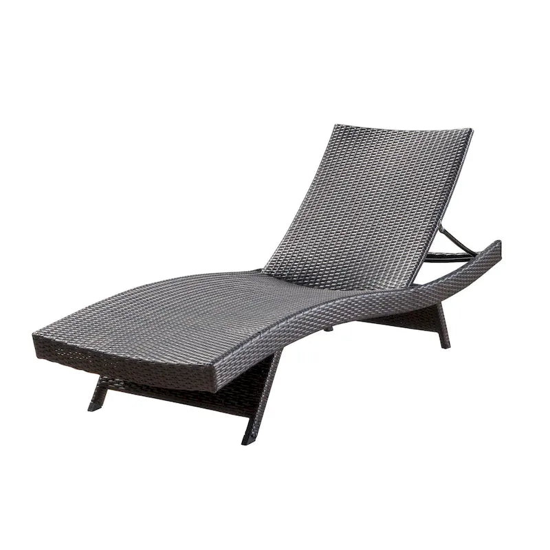 Mach Chaise longue, telaio in vimini di rattan marrone scuro, per esterni, 79 pollici