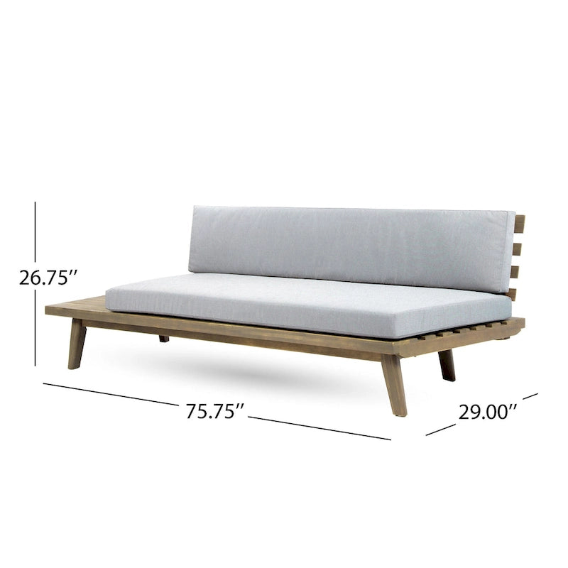 Divano da Esterno a 2 Posti, 193 cm in Legno di Acacia a Doghe con Tavolino Incorporato
