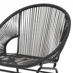 Sanu set di 2 sedie da esterno, rattan PE, ferro nero, schienali rotondi