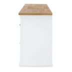 Mobile TV Bryn, 4 cassetti, 2 ante, legno massello bianco, 188 cm