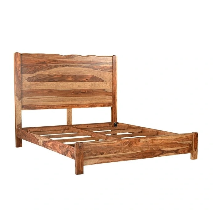 HomeRoots Telaio letto king size in legno massello con bordo vivo marrone