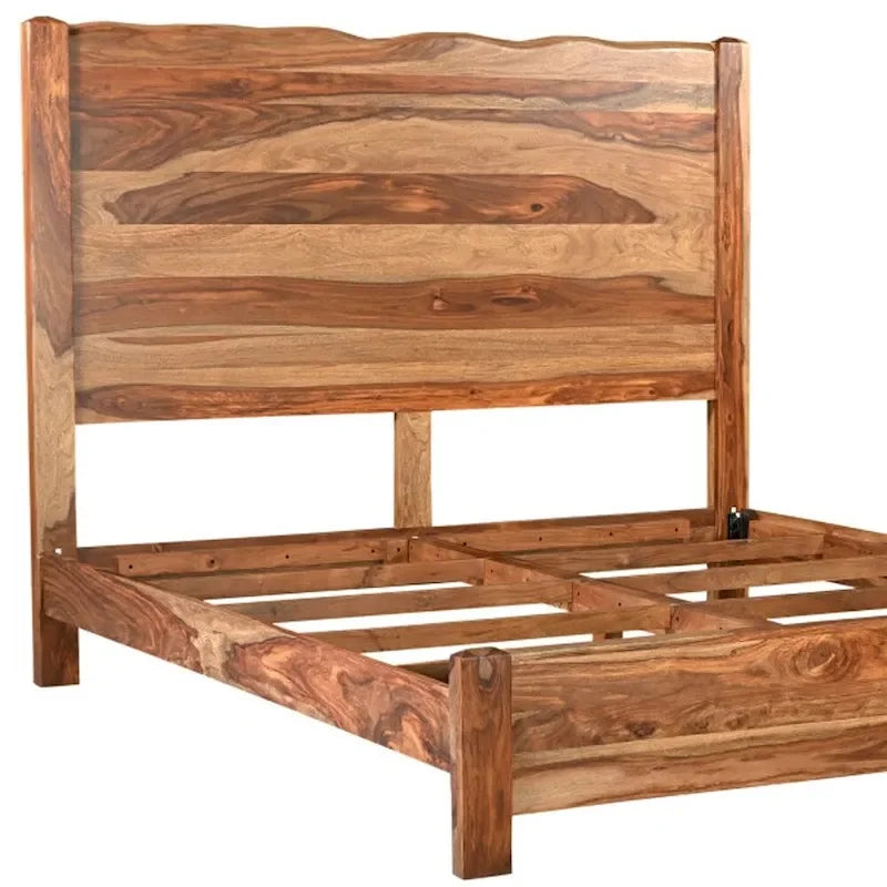 HomeRoots Telaio letto king size in legno massello con bordo vivo marrone
