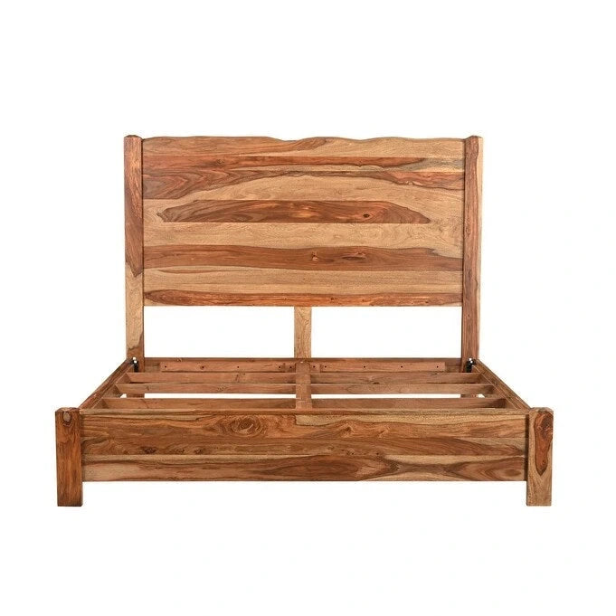 HomeRoots Telaio letto king size in legno massello con bordo vivo marrone