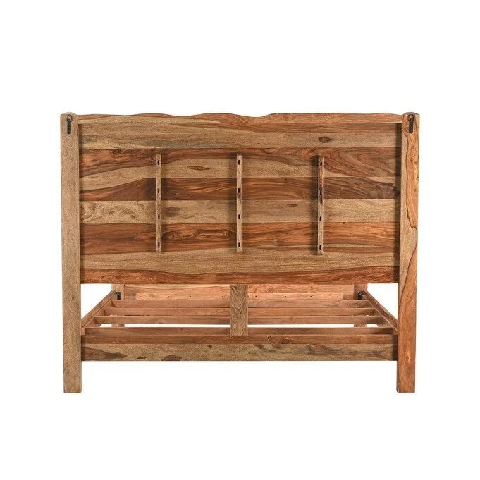 HomeRoots Telaio letto king size in legno massello con bordo vivo marrone