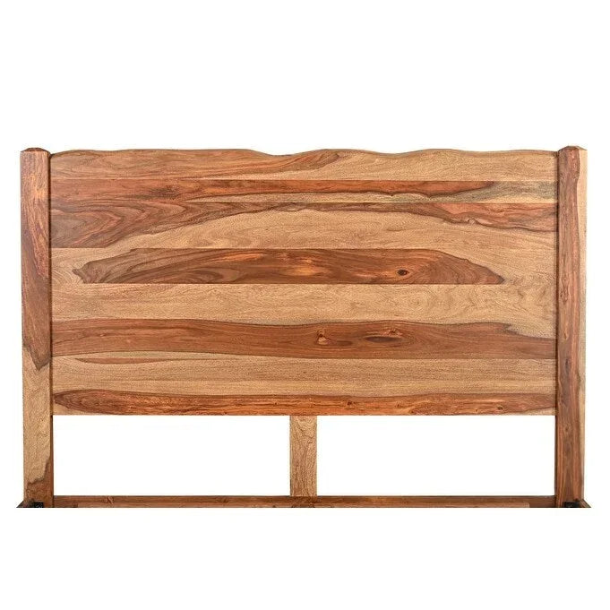HomeRoots Telaio letto king size in legno massello con bordo vivo marrone