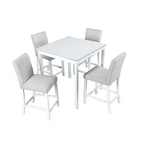 Set da Pranzo 5 Pezzi, Tavolo Alto con 4 Sedie Imbottite, Mobili per Sala da Pranzo in Legno