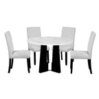 Set da Tavolo e Sedie da Cucina da 5 Pezzi, Set da Pranzo Rotondo per 4 Persone, 4 Sedie Imbottite con Gambe in Legno di Gomma