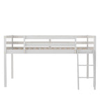 Letto a soppalco basso in legno massiccio con scaletta rimovibile, struttura letto in legno