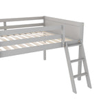 Letto a soppalco basso in legno massiccio con scaletta rimovibile, struttura letto in legno