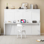 Letto a scomparsa Queen/Full Size con sollevamento idraulico e design con scrivania