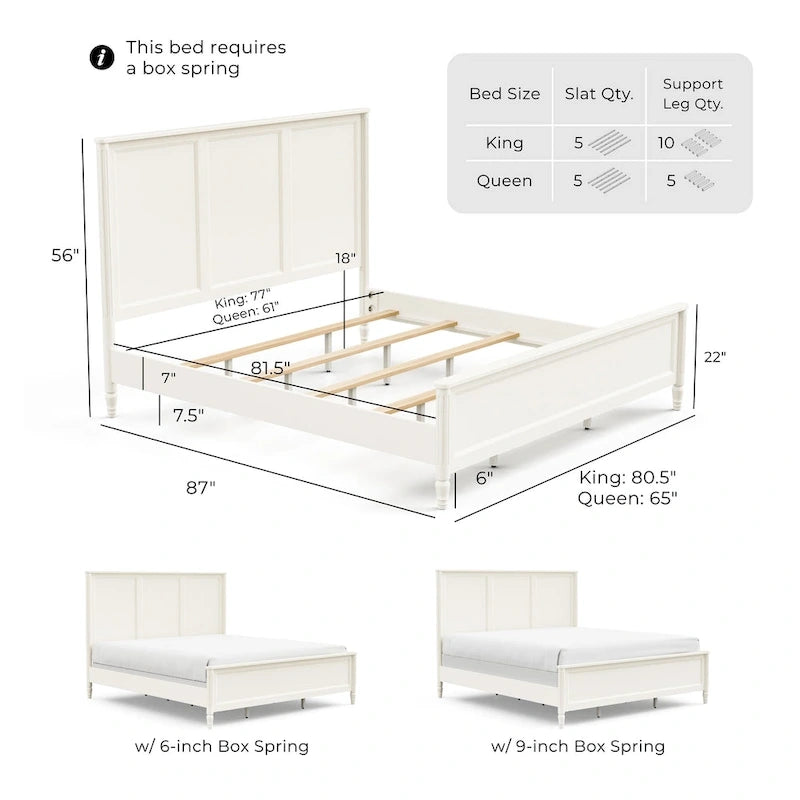 Furniture of America Letto a Pannelli Classico Moderno in Legno Massello Arlena
