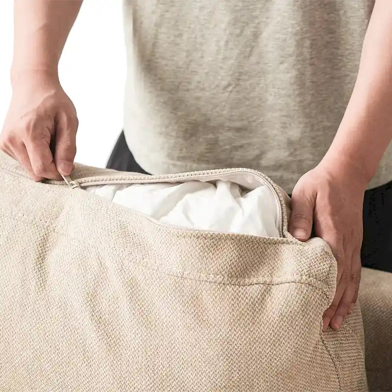 Divano componibile moderno e comodo in lino, imbottito in piuma d'oca, divanetto per appartamento