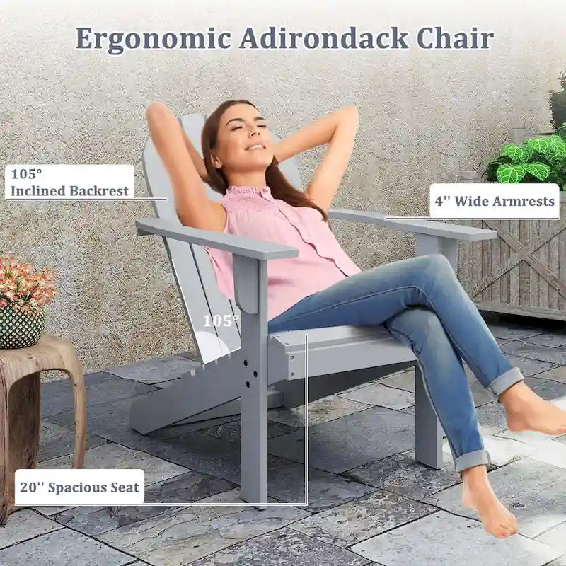 Sedia Costway Adirondack da patio con seduta inclinata, schienale alto e larga – Vedi dettagli