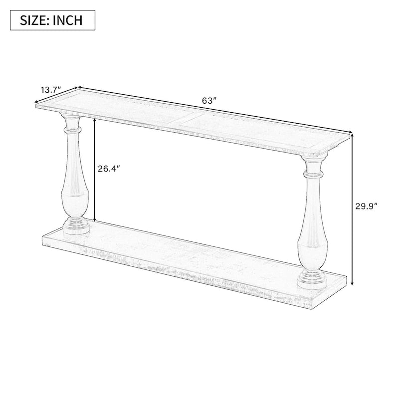 Tavolino consolle con design a base a vaso, tavolino stretto da ingresso, tavolino da divano con ripiano inferiore