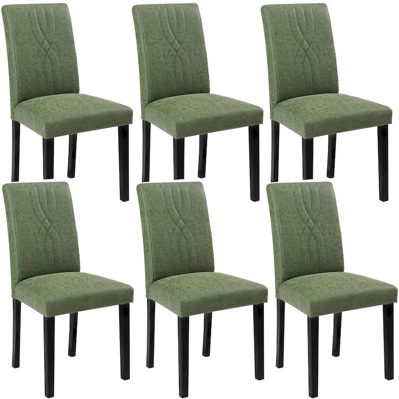 VECELO Sedie da pranzo imbottite, set da 6, in tessuto moderno con schienale alto e gambe in legno massello, sedie Parson (set da 6)