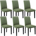 VECELO Sedie da pranzo imbottite, set da 6, in tessuto moderno con schienale alto e gambe in legno massello, sedie Parson (set da 6)