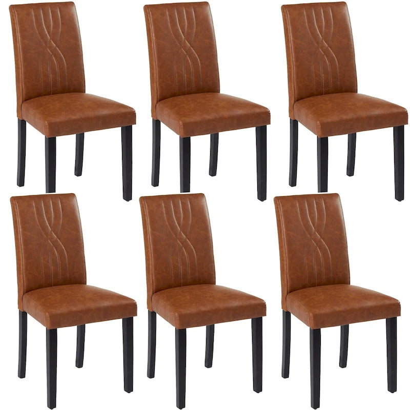 VECELO Sedie da pranzo imbottite, set da 6, in tessuto moderno con schienale alto e gambe in legno massello, sedie Parson (set da 6)