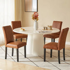 VECELO Sedie da pranzo imbottite, set da 6, in tessuto moderno con schienale alto e gambe in legno massello, sedie Parson (set da 6)