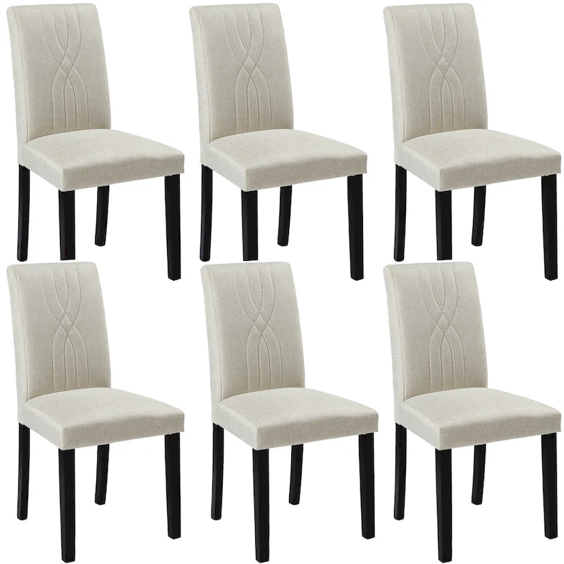 VECELO Sedie da pranzo imbottite, set da 6, in tessuto moderno con schienale alto e gambe in legno massello, sedie Parson (set da 6)
