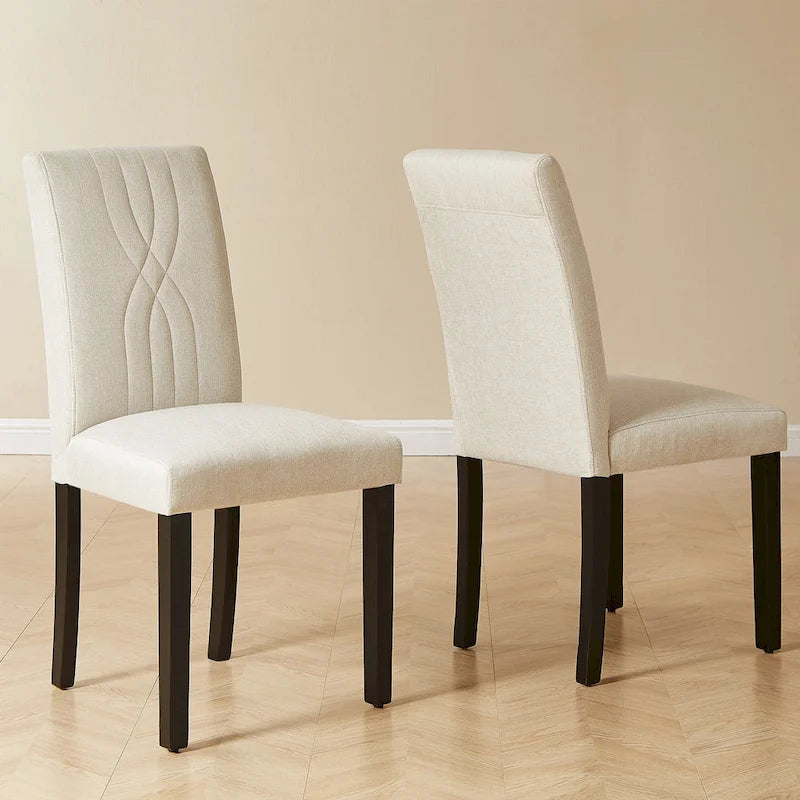 VECELO Sedie da pranzo imbottite, set da 6, in tessuto moderno con schienale alto e gambe in legno massello, sedie Parson (set da 6)