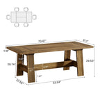 Tavolo da pranzo da 70 pollici per 6-8 persone, tavolo da cucina rettangolare in stile rustico - 70.47W x 31.1D x 29.53H