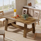 Tavolo da pranzo da 70 pollici per 6-8 persone, tavolo da cucina rettangolare in stile rustico - 70.47W x 31.1D x 29.53H