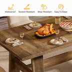 Tavolo da pranzo da 70 pollici per 6-8 persone, tavolo da cucina rettangolare in stile rustico - 70.47W x 31.1D x 29.53H