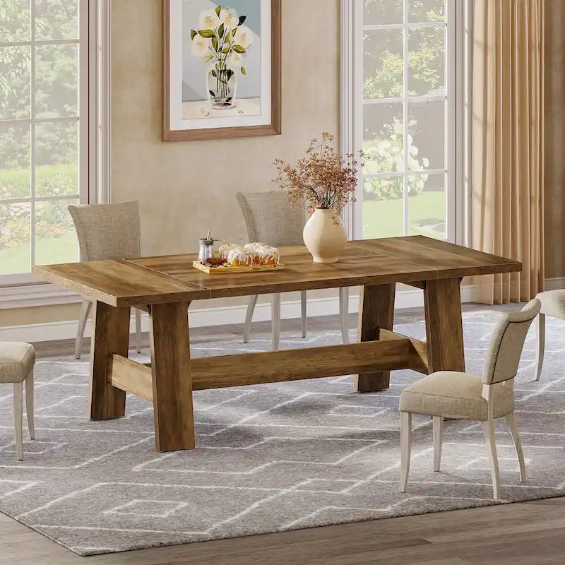 Tavolo da pranzo da 70 pollici per 6-8 persone, tavolo da cucina rettangolare in stile rustico - 70.47W x 31.1D x 29.53H